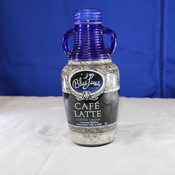 1998 Blue Luna Café Latte Opened Double Handle Ribbed Neck Vase Collectible - Picture 1 of 3